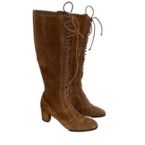 Theory 60’s Suede Tan Lace-Up Boots - US Women's Size 8.5
